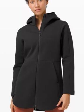 Lululemon Going Places Jacket Black Hooded Zip Coat Women XL 14 Athleisure